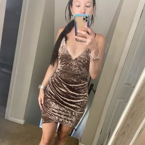 F21 Velvet Gold Bodycon Dress